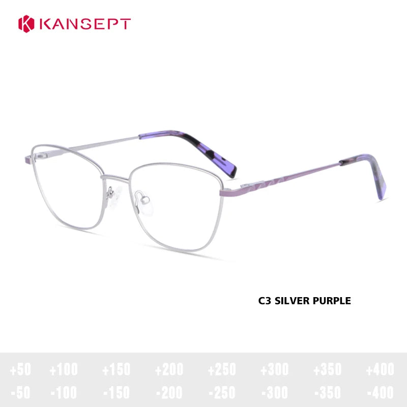 Kansept Women's Full Rim Square Cat Eye Alloy Reading Glasses 72503