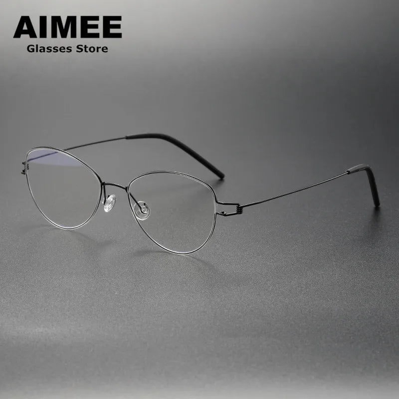 Aimee Unisex Full Rim Oval Screwless Titanium Eyeglasses 12514 Full Rim Aimee   