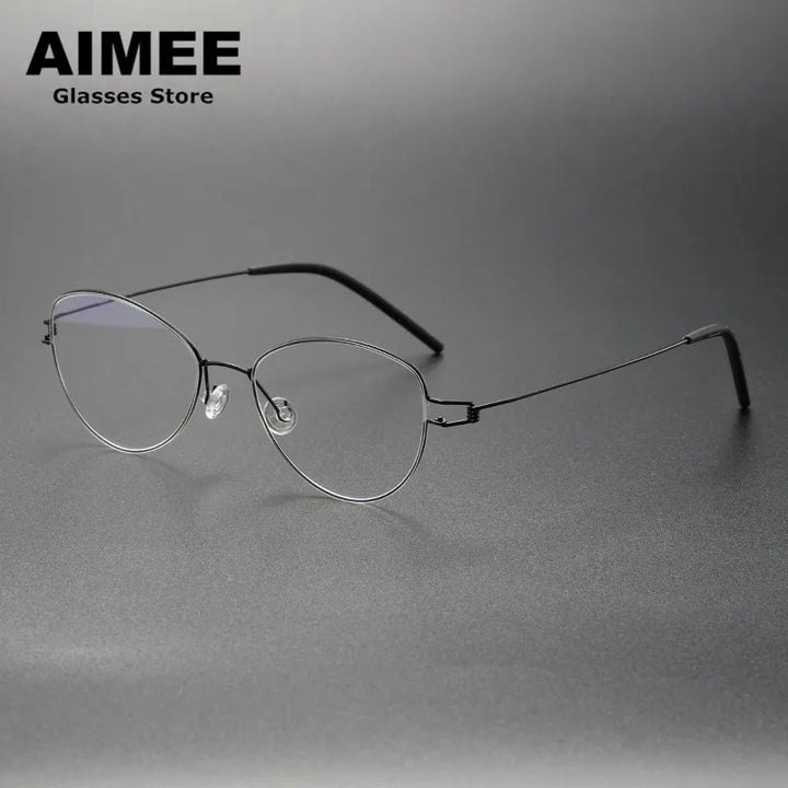 Aimee Unisex Full Rim Oval Screwless Titanium Eyeglasses 12514 Full Rim Aimee   