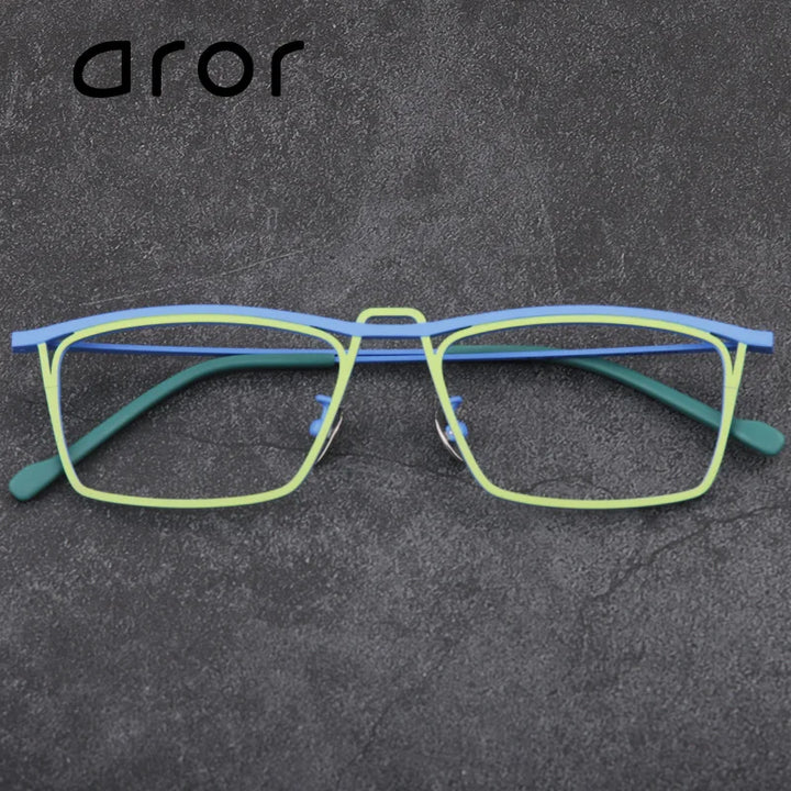 Aror Unisex Full Rim Square Double Bridge Titanium Eyeglasses 445418 Full Rim Aror