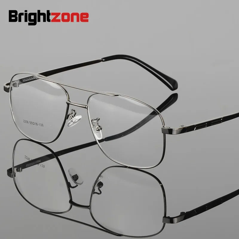 Brightzone Men's Full Rim Square Double Bridge Alloy Eyeglasses 71483 Full Rim Brightzone Gray