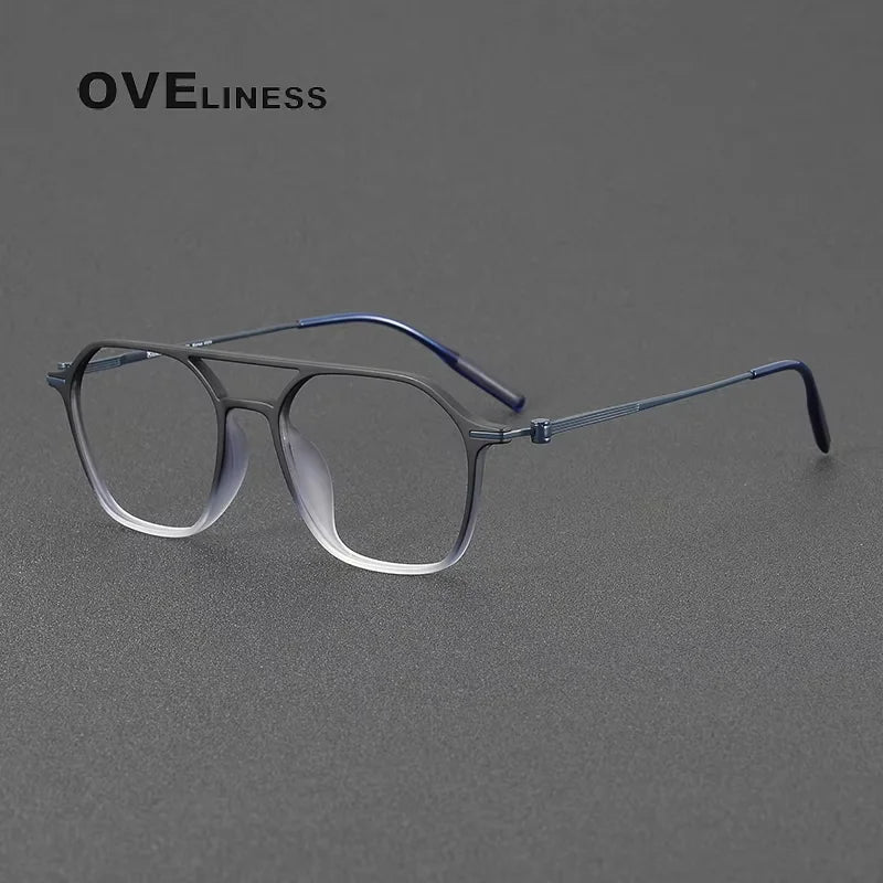 Oveliness Women's Full Rim Square Double Bridge Titanium Eyeglasses 398671