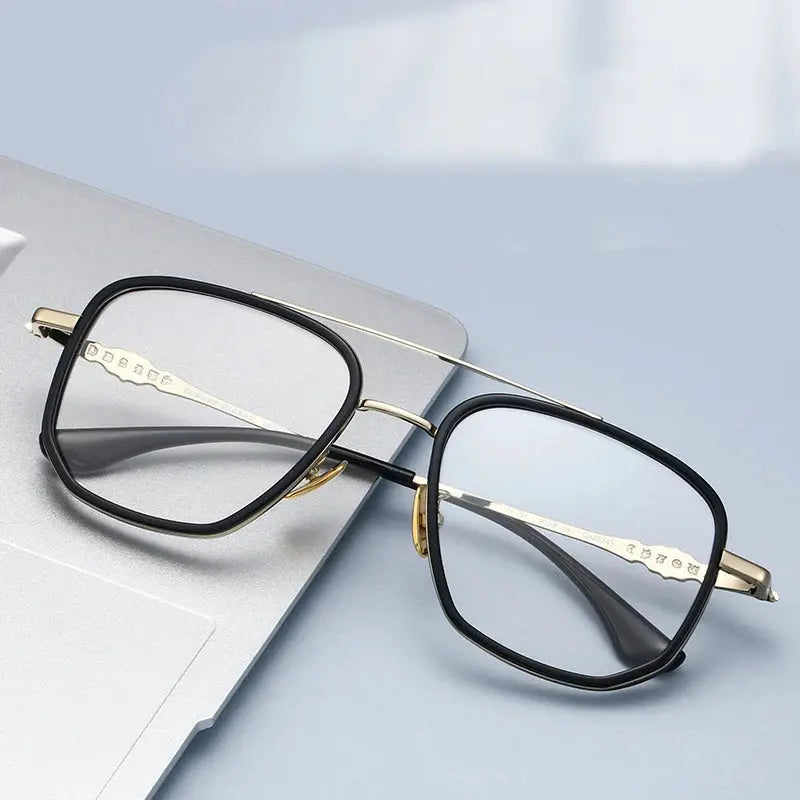 Hdcrafter Mens Full Rim Double Bridge Square Titanium Frames 852450 — view 1 | Hdcrafter Eyeglasses at FuzWeb