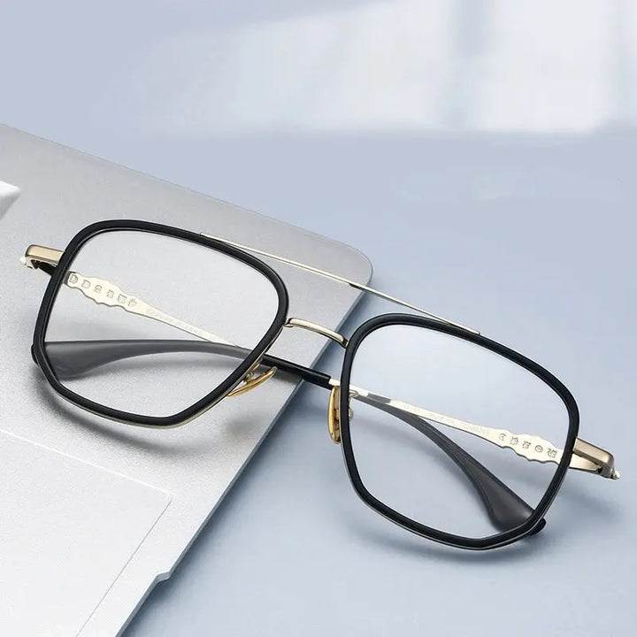 Hdcrafter Mens Full Rim Double Bridge Square Titanium Frames 852450 — view 1 | Hdcrafter Eyeglasses at FuzWeb