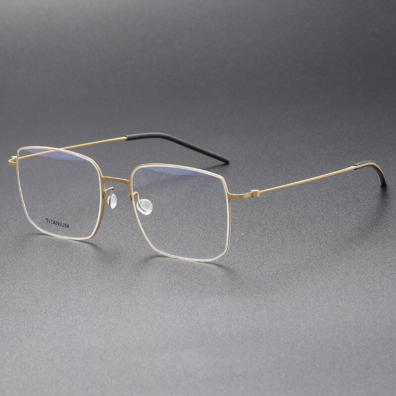 Aissuarvey Men's Full Rim Square Titanium Eyeglasses 544518a Full Rim Aissuarvey Eyeglasses Gold CN 
