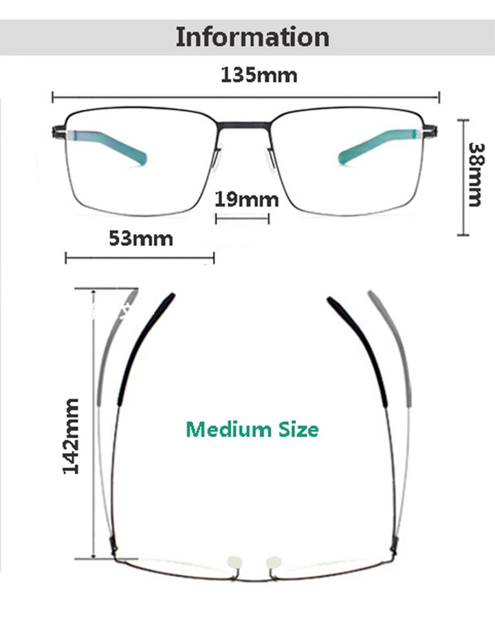 Aimee Unisex Full Rim Square Screwless Titanium Alloy Eyeglasses 13519 Full Rim Aimee   