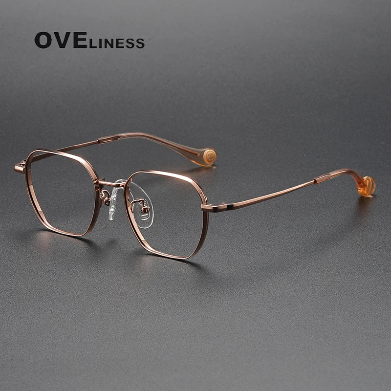 Oveliness Unisex Youth's Full Rim Square Titanium Eyeglasses  O80947 Full Rim Oveliness rose gold  