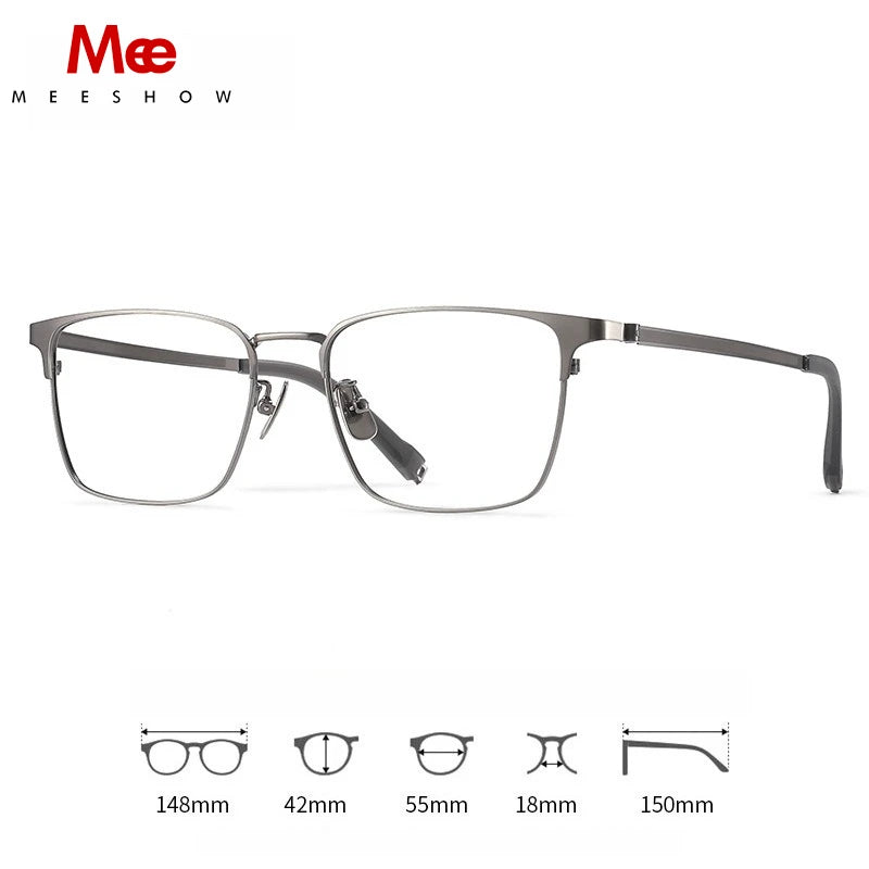 Meeshow Men's Full Rim Square Titanium Reading Glasses 26010