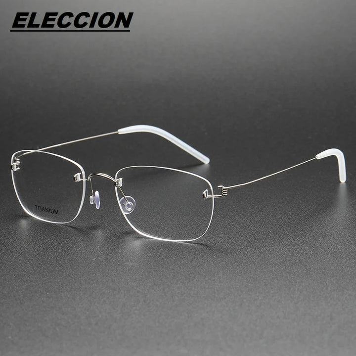 Eleccion Women's Rimless Oval Square Titanium Eyeglasses 2497