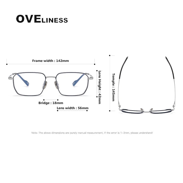 Oveliness Unisex Full Rim Polygon Square Titanium Eyeglasses  81013 Full Rim Oveliness   