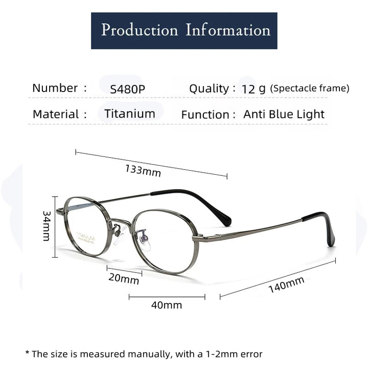 Kocolior Women's Full Rim Round Titanium Eyeglasses 45480