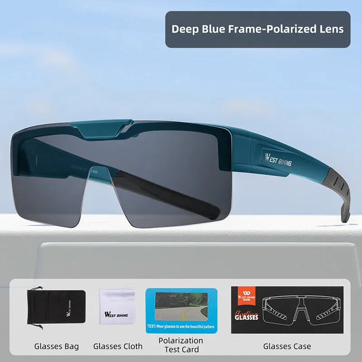 West Biking Unisex Semi Rim Square Flip Up Over Frame Polycarbonate Sunglasses 950703