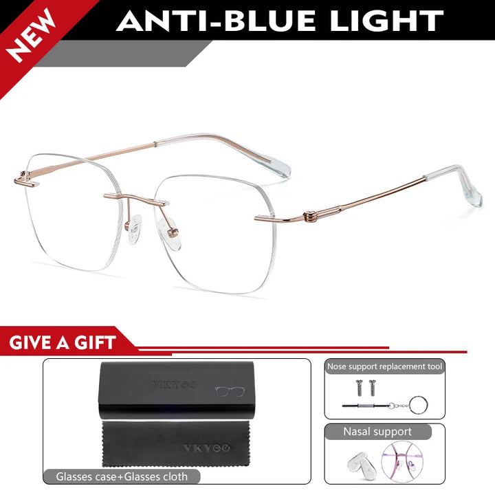 Vicky Unisex Rimless Oval Round Titanium Reading Glasses V7001 Reading Glasses Vicky -400 7001-10-B7001 