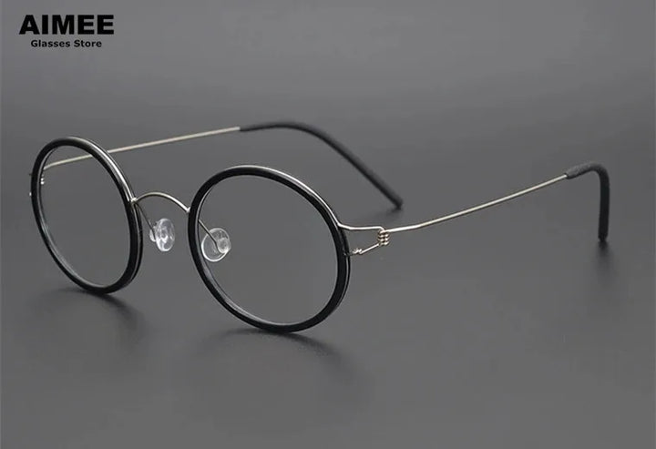 Aimee Women's Full Rim Round Acetate Titanium Eyeglasses 47145