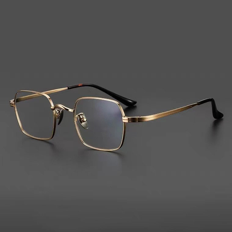 Muzz Men's Full Rim Square Titanium Eyeglasses Sg6801 Full Rim Muzz Gold  