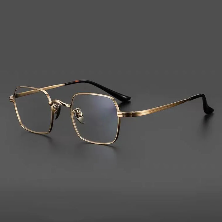 Muzz Men's Full Rim Square Titanium Eyeglasses M6801 Full Rim Muzz Gold