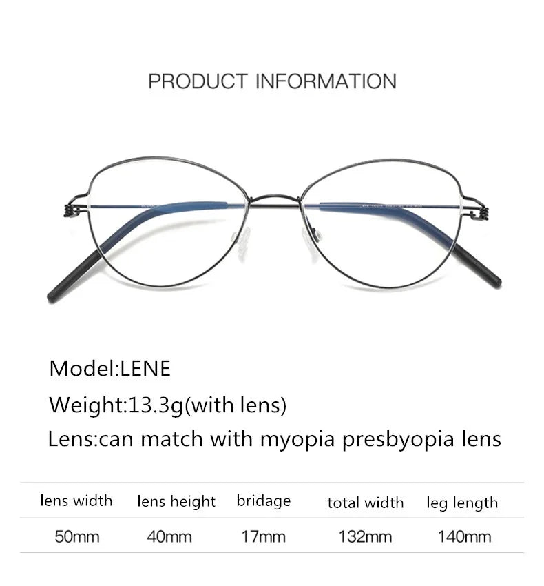 Bobbie Women's Full Rim Oval Cat Eye Titanium Eyeglasses 405017