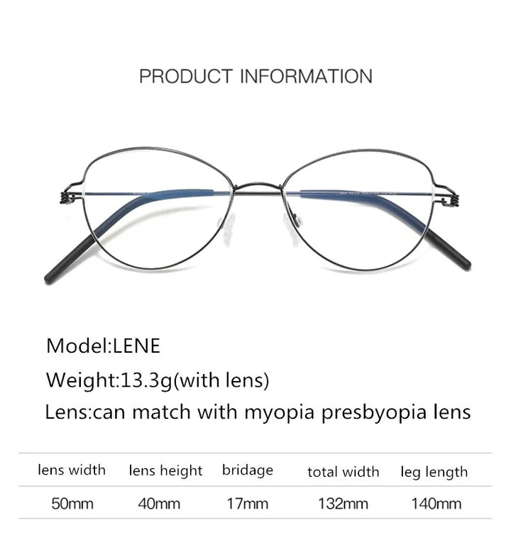 Bobbie Women's Full Rim Oval Cat Eye Titanium Eyeglasses 405017