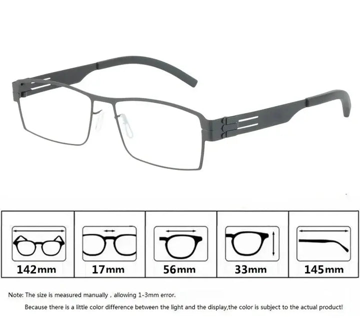 Bobbie 508500 Full Rim Unisex Square Screwless Steel Frames — view 2 | Bobbie at FuzWeb