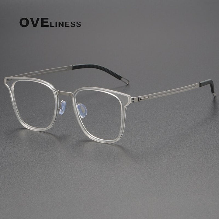 Oveliness Unisex Full Rim Square Titanium Eyeglasses 8202301 Full Rim Oveliness transparent  
