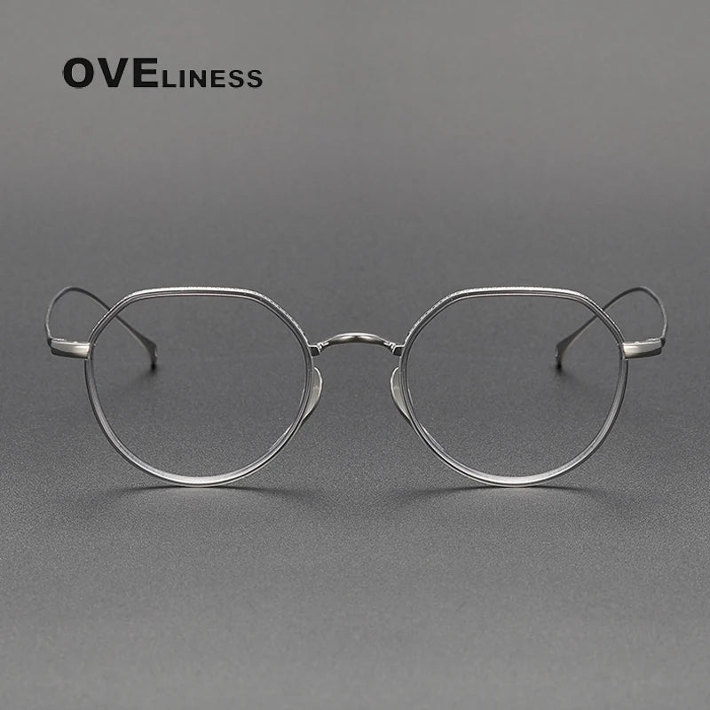 Oveliness Unisex Full Rim Flat Top Round Titanium Acetate Eyeglasses O7310 Full Rim Oveliness   