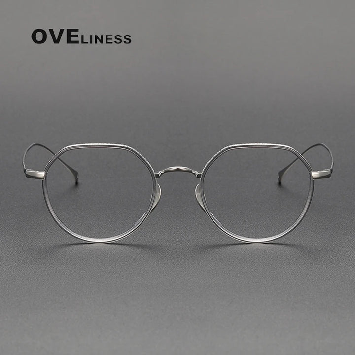 Oveliness Unisex Full Rim Flat Top Round Titanium Acetate Eyeglasses O7310 Full Rim Oveliness   