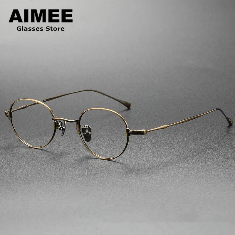 Aimee Unisex Full Rim Round Oval Titanium Eyeglasses 111053 Full Rim Aimee Brown  