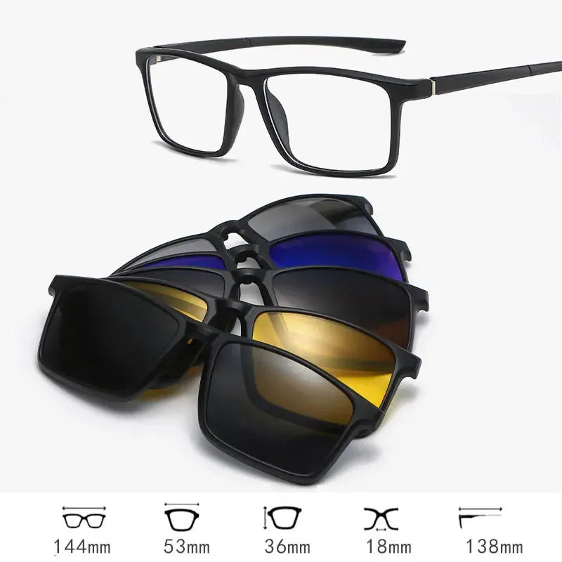 Hdcrafter Unisex Full Rim Square Acetate Frames  With Clip On Sunglasses 515670 Hdcrafter Eyeglasses