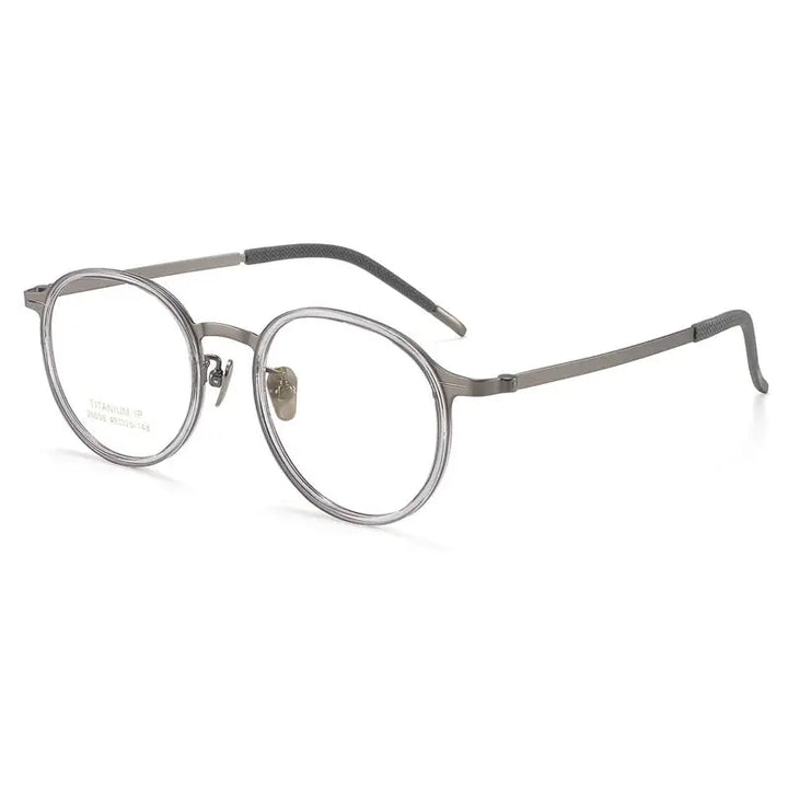 Gatenac Unisex Full Rim Oval Round Acetate Titanium Eyeglasses 226006 FuzWeb