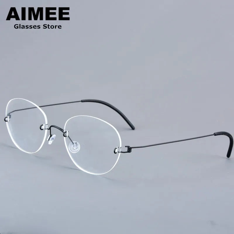 Aimee Women's Rimless Small Oval Screwless Titanium Eyeglasses 22421
