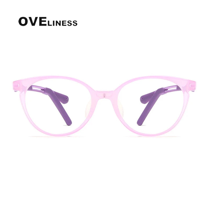 Oveliness Unisex Youth's Full Rim Round Tr 90 Titanium Eyeglasses T2022 Full Rim Oveliness pink  