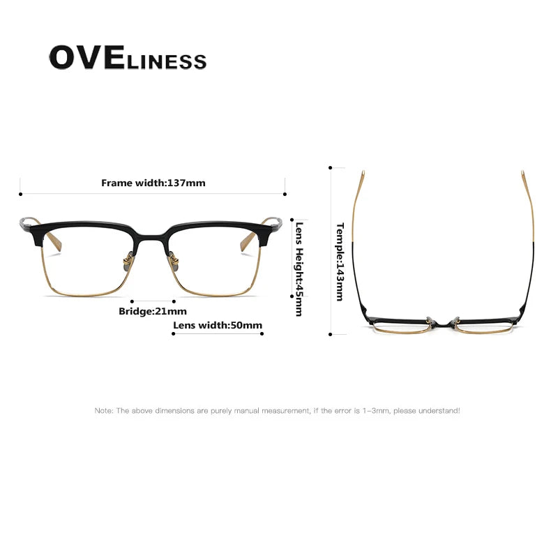 Oveliness Women's Full Rim Square Acetate Titanium Eyeglasses 3089 Full Rim Oveliness   