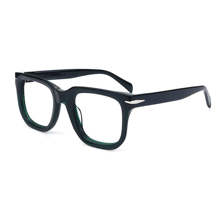 Gatenac Unisex Full Rim Square Thick Acetate Eyeglasses Gxyj1544 Full Rim Gatenac Green