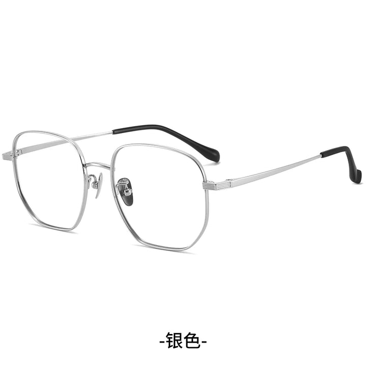 Reven Jate Unisex Full Rim Polygon Oval Titanium Eyeglasses 86683