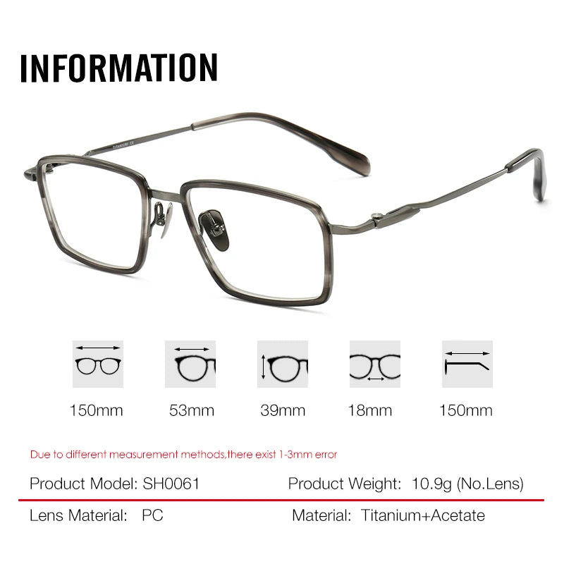 Aror Unisex Full Rim Big Square Titanium Acetate Eyeglasses 690061