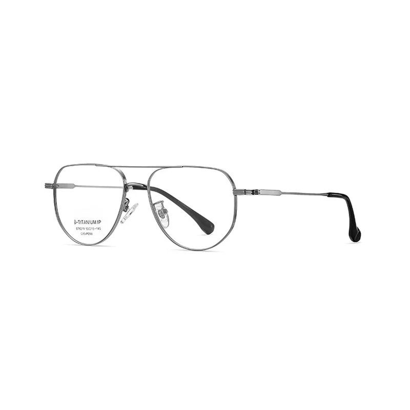 Ralferty Men's Full Rim Polygon Double Bridge Titanium Eyeglasses R629 Full Rim Ralferty C85 Gun CHINA 