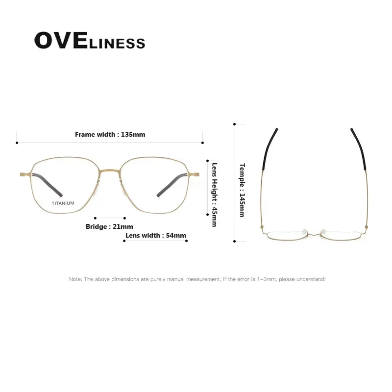 Oveliness Women's Full Rim Polygon Square Titanium Eyeglasses 45505 Full Rim Oveliness