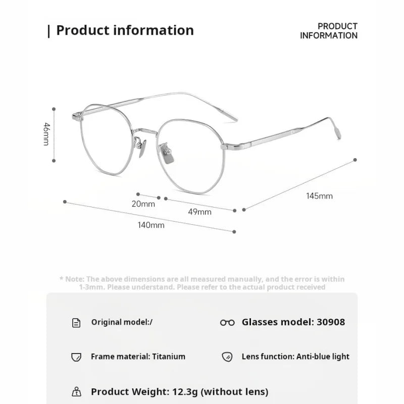 Momoja Unisex Full Rim Flat Top Oval Square Titanium Eyeglasses 30908