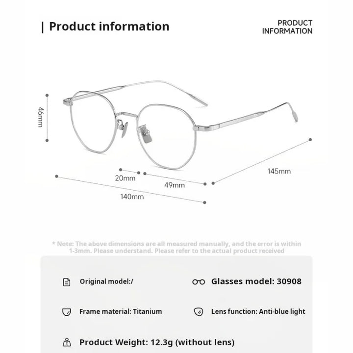 Momoja Unisex Full Rim Flat Top Oval Square Titanium Eyeglasses 30908