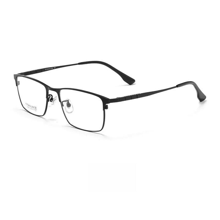 Yimaruili Men's Full Rim Square Titanium Eyeglasses 15327p Full Rim Yimaruili Eyeglasses Black  