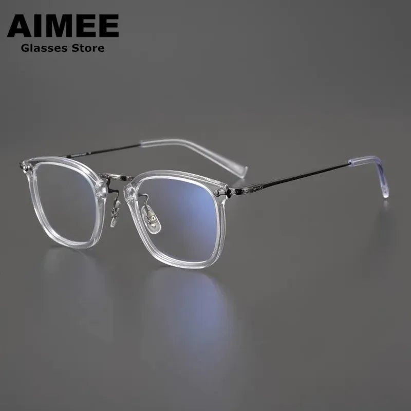 Aimee Men's Full Rim Square Titanium Acetate Eyeglasses 20806 Full Rim Aimee   