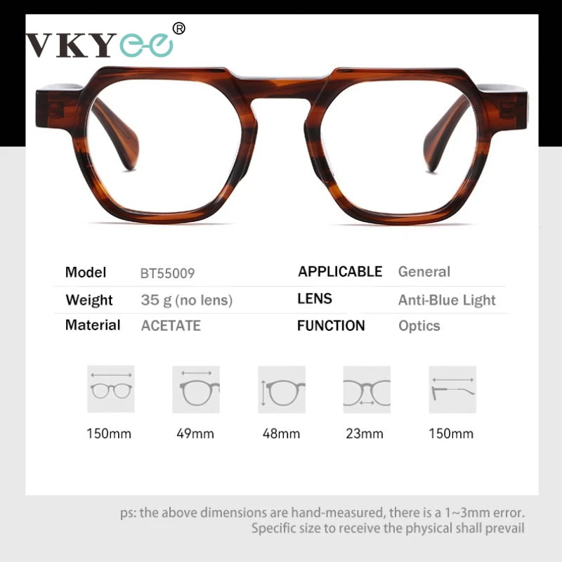 Vicky Men's Full Rim Big Flat Top Oval Acetate Alloy Reading Glasses 755009