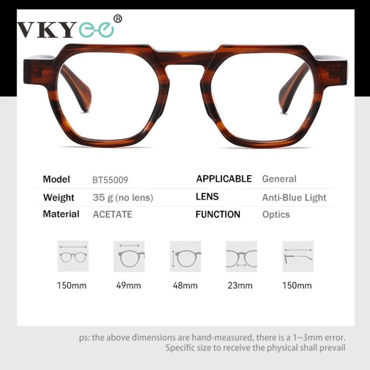 Vicky Men's Full Rim Big Flat Top Oval Acetate Alloy Reading Glasses 755009
