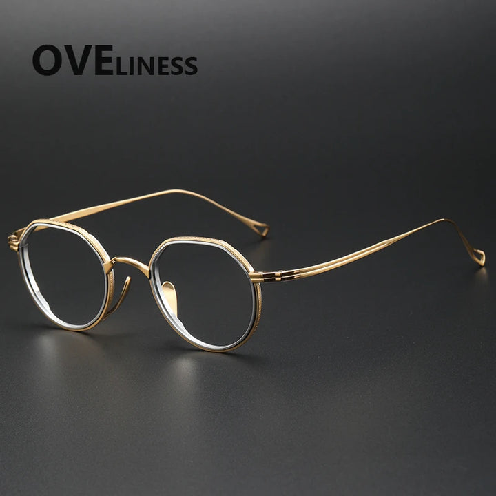 Oveliness Women's Full Rim Flat Top Round Titanium Eyeglasses 62123
