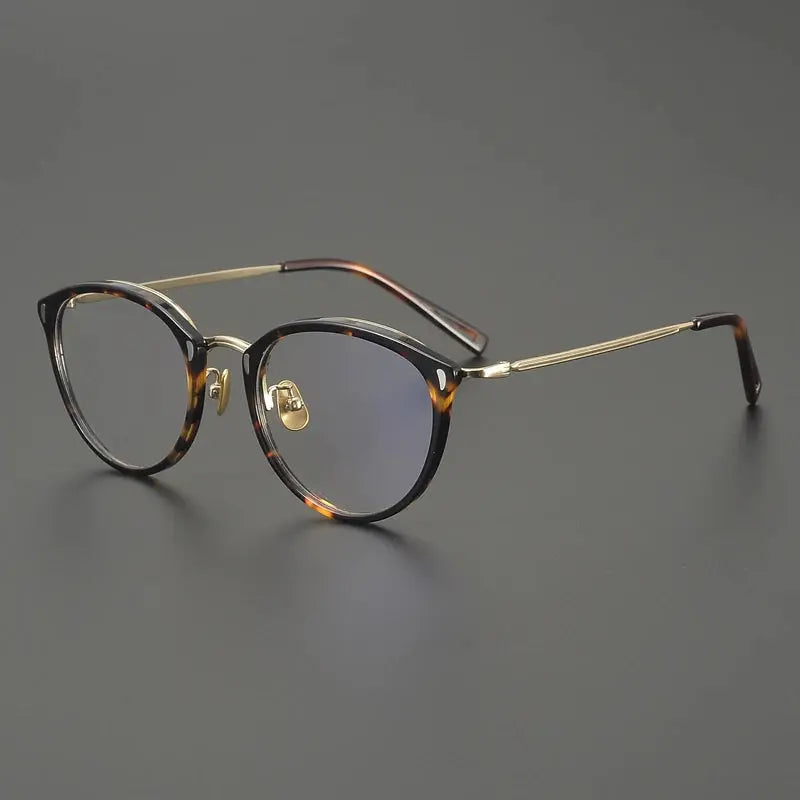 Gatenac Unisex Full Rim Oval Round Acetate Titanium Eyeglasses 679452 FuzWeb