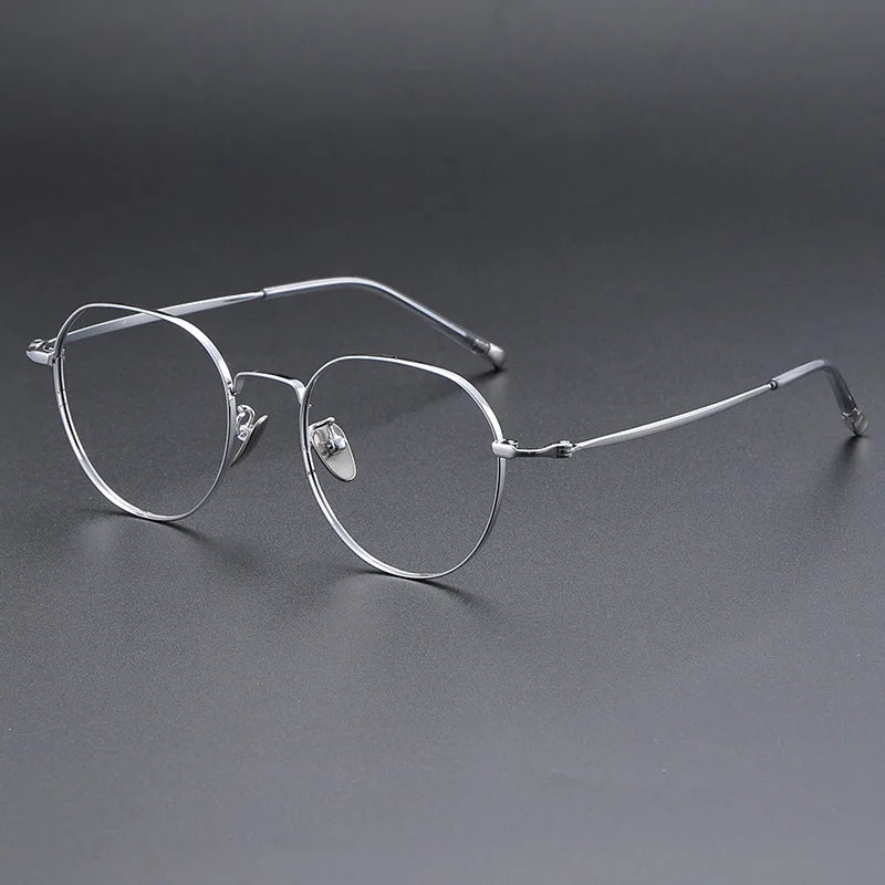 Momoja Unisex Full Rim Flat Top Oval Titanium Eyeglasses 118001