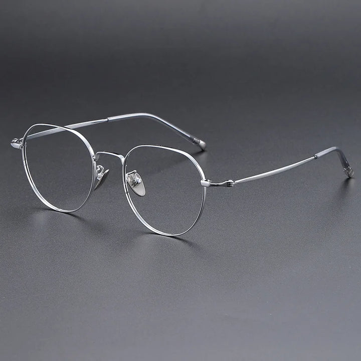Momoja Unisex Full Rim Flat Top Oval Titanium Eyeglasses 118001
