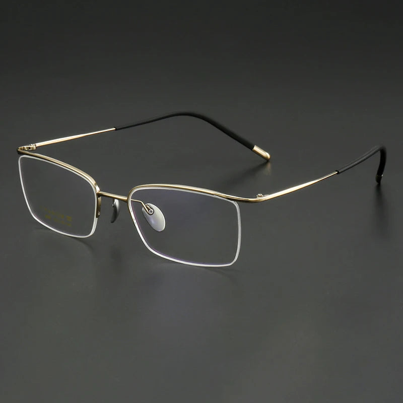 Muzz Women's Semi Rim Square Brow Line Titanium Eyeglasses 82988