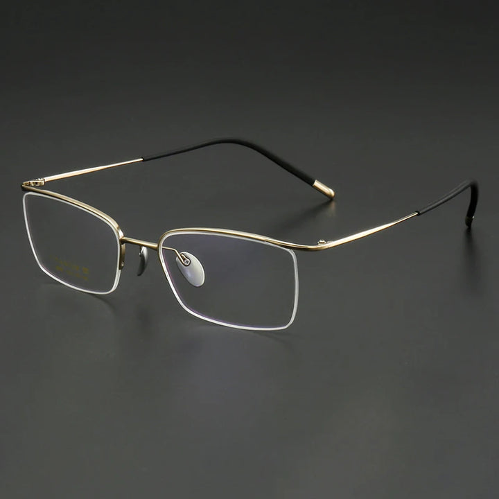 Muzz Women's Semi Rim Square Brow Line Titanium Eyeglasses 82988