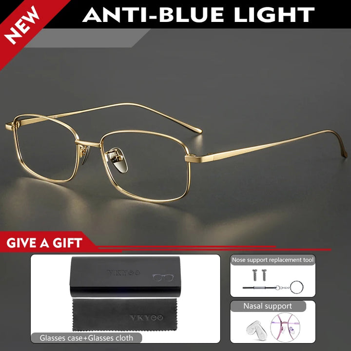 Vicky Unisex Full Rim Small Square Oval Titanium Reading Glasses 8027 Reading Glasses Vicky -150 8027-GOLD 